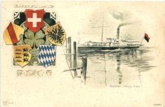 Bodenseedampfer Köig Karl - Litho Prägekarte