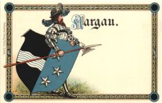 Kanton Aargau Wappen - Litho Prägekarte