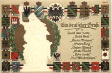 Ein Deutscher Gruss Wappen - Litho Prägekarte