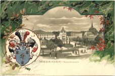 Wiesbaden - Litho Prägekarte
