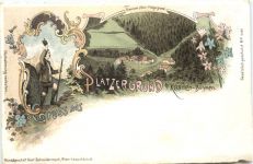 Gruss aus Platzergrund bei Kaaden Böhmen - Litho