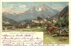 Gruss aus Berchtesgaden - Künstler H Deuchert - Litho