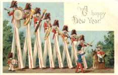 Happy New Year - Musiker auf Stelzen