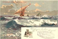 Mittelmehr - Küstenfahrzeug - Künstler Willy Stöwer - Litho