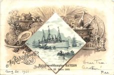Norddeutscher Lloyd Bemen - Postdampfer Bayern - Litho