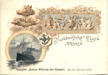 Norddeutscher Lloyd Bemen - Dampfer Kaiser Wilhelm der Grosse - Litho