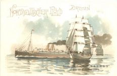 Norddeutscher Lloyd Bemen - Postdampfer Bayern - Litho