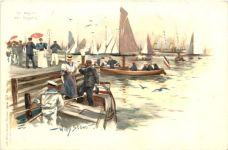Segelschiff Regatta - Künstler Willy Stöwer - Litho