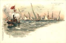 Segelschiff Regatta - Künstler Willy Stöwer - Litho