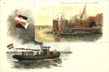 Hamburg - Riesendock der Blohm & Voss - Litho