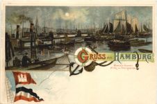 Gruss aus Hamburg - Binnenhafen - Litho