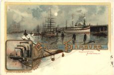 Gruss aus Hamburg - Segelschiffhafen - Litho