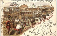 Bremen - Gruss vom Freimarkt - Litho - Drehorgel
