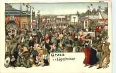 Dresden - Gruss von der Vogelwiese - Litho