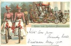 Fahrrad - Gruss vom Radfahrer Blumencorso - Litho