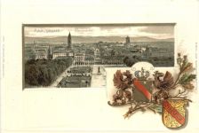 Karlsruhe - Litho - Prägekarte