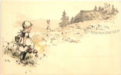 Gruss vom Schwarzwald - Künstler Ak Fritz Reiß - Litho
