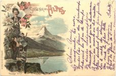 Gruss aus den Bergen - Souvenir des Alpes - Litho - Zermatt