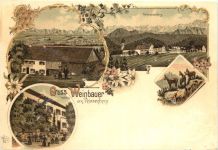 Gruss vom Weinbauer am Peissenberg - Litho