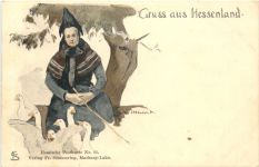 Gruss asu Hessenland - Künstler Ak - Litho