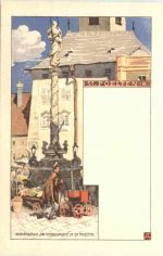 St. Pölten - Mariensäule - Litho - Künstler Ak