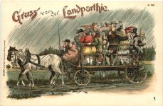 Gruss von der Landparthie - Regen - Litho - Verlag Bürger & Ottillie