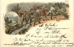 Gruss von der Landpartie - Regen - Litho - Verlag Bürger & Ottillie