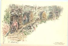 Elsass Lothringen - Holzschlitten - Künstler Ak C- Liebich