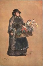 Blumenverkäuferin - Künstler Ak