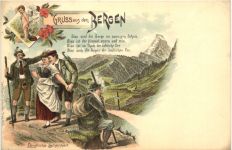 Gruss aus Bergen - Litho - Ländliche Schönheit