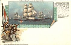 Unsere Marine - Schulschiffe Stoch Stein Moltke Gneisenau - Litho