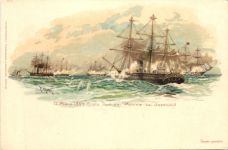 Erste That der Marine bei Jasmund - Litho - Rügen - Litho