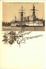 Gruss aus Wilhelmshaven - SM Panzerschiff König Wilhelm - Litho