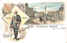 Karlsruhe - 70. Geburtstag Friedrich von Baden - Litho