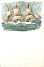 Kreuzerfregatte Charlotte - auf dem Weg nach Port au Prince - Litho