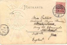 Segelschiff - Litho Prägekarte