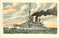 Linienschiff Kaiser Barbarossa - Litho
