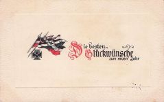 1915 Neujahr Schwarz-Weiß-Rot Reichskriegsflagge AK Kriegsfeiertag