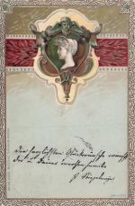 Künstler-AK Kopf einer Frau mit Kopfschmuck, Jugendstil