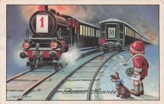 Bonne Annee - Kinder mit Zug