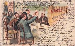 Litho Promenaden-Reſtaurant, Dresden gruss vom Stammtisch