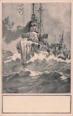 Künstler-AK Erkundungsfahrt der Kriegsschiffe im Winter