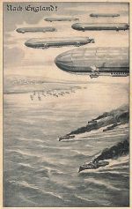 Ansichtskarte / Postkarte Nach England, Zeppeline, Deutsche Kriegsschiffe, Deutscher Luftflotten Verein, I. WK