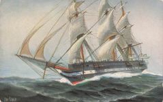 Die deutsche Fregatte SMS Niobe (Stapellauf 1849) auf einem Gemälde von Christopher Rave.