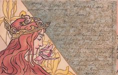 Ansichtskarte Junge Frau mit Kopfschmuck und Blumen, Jugendstil