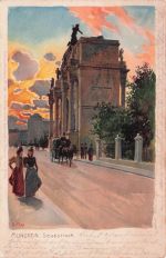 Lithographie Paul Hey: München, Siegesthor