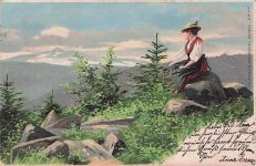 Tracht Glimmer Lithographie Nr. 1077 Erika Trachten Bayern 1902