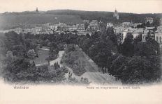AK Wiesbaden, Neue Nerothalanlagen mit Kriegerdenkmal und Griech