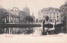 Ansichtskarte Potsdam Langebruecke Stadtschloss und Bittschriftenlinde