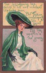 Postkarte, nicht verschickt – St. Patrick's Day – Lassie, trägt Grün